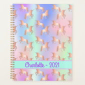 Unicorn roze irdescent roos goudnaam 2022 planner (Voorkant)