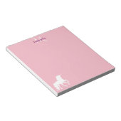 Unicorn roze monogram notitieblok (Schuin)