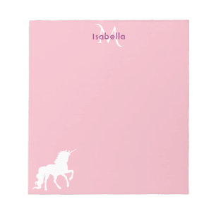 Unicorn roze monogram notitieblok