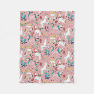 Unicorn roze regenboog meisjes all-over print fleece deken