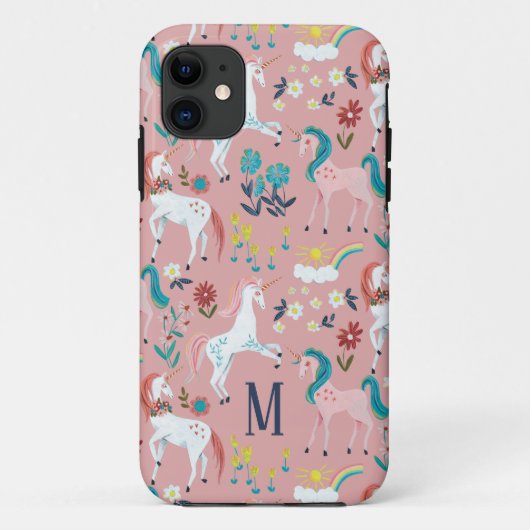 Unicorn roze regenboogmeisjes, overdruk Case-Mate iPhone case (Achterkant)
