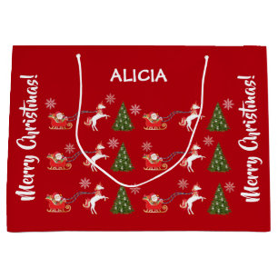 Unicorn Santa Snowflakes Xmas - Gepersonaliseerde  Groot Cadeauzakje