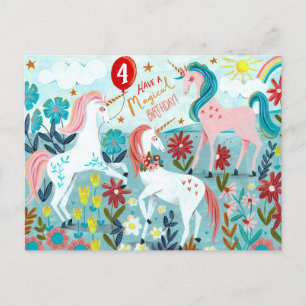 Unicorn schattige verjaardagskaart voor meisjes briefkaart