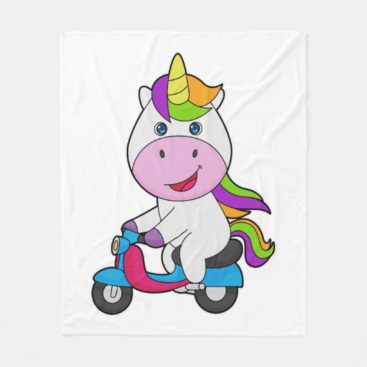 Unicorn Scooter Fleece Deken (Voorkant)