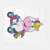 Unicorn Scooter Fleece Deken (Voorkant (Horizontaal))