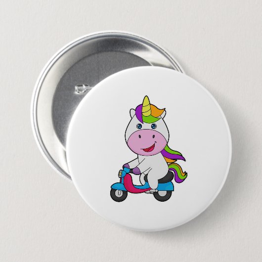 Unicorn Scooter Ronde Button 7,6 Cm (Voorkant /achterkant)
