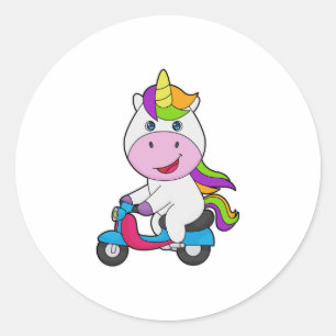 Unicorn Scooter Ronde Sticker