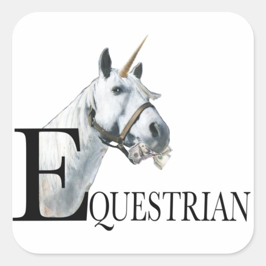 Unicorn side eye sleutelhanger vierkante sticker (Voorkant)