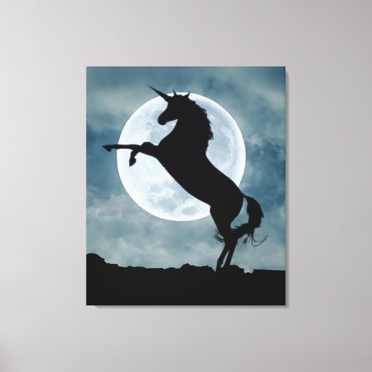 Unicorn Silhouette Full Moon Night Sky Canvas Afdruk (Voorkant)
