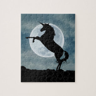 Unicorn Silhouette Full Moon Night Sky, ZKOA Legpuzzel