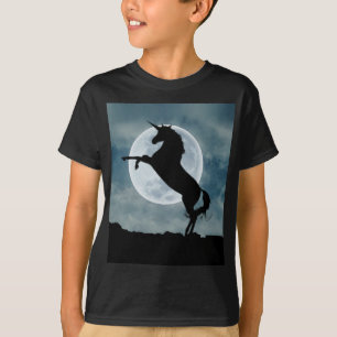 Unicorn Silhouette Full Moon Night Sky, ZKOA T-shirt