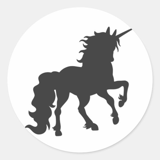 Unicorn silhouette - Kies achtergrondkleur Ronde Sticker (Voorkant)