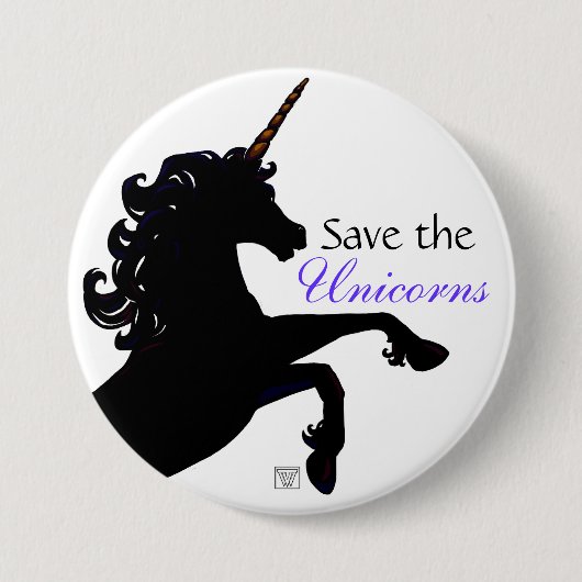 Unicorn Silhouette Ronde Button 7,6 Cm (Voorkant)