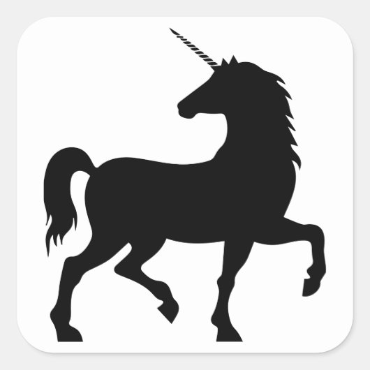 Unicorn Silhouette Vierkante Sticker (Voorkant)