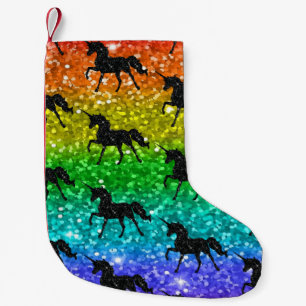 Unicorn Silhoutte Rainbow Glitter LGBTQ Pride Kleine Kerstsok