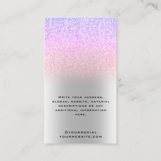 Unicorn Silver glitter-oormerskaart Visitekaartje (Achterkant)