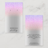 Unicorn Silver glitter-oormerskaart Visitekaartje (Voorkant / Achterkant)