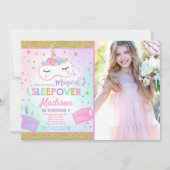 Unicorn Sleepover Party Invitation Slumber Party Kaart (Voorkant)