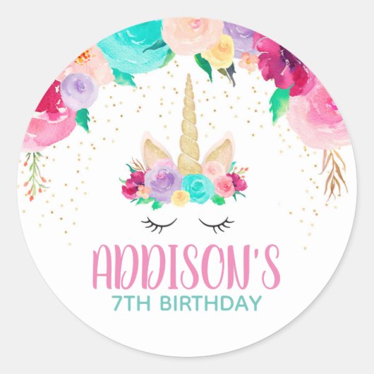 Unicorn Sleepy Anniversaire Fête Favoriser Sticker (Devant)
