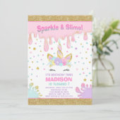 Unicorn Slime Anniversaire Invitation Slime Party (Debout devant)