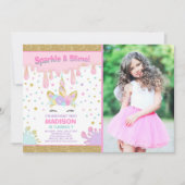 Unicorn Slime Anniversaire Invitation Slime Party (Devant)
