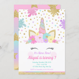 Unicorn Slime Invitation Slime Party Unicorn