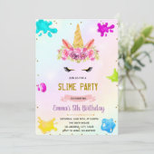 Unicorn slime party-uitnodiging kaart (Staand voorkant)