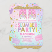 Unicorn Slumber Party Birthday Uitnodiging (Voorkant / Achterkant)