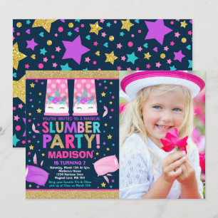 Unicorn Slumber Party Birthday Uitnodiging