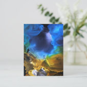 Unicorn Space Nebula blue yellow Alcohol inkt kuns Briefkaart (Staand voorkant)