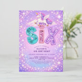Unicorn Sparkle 6th Birthday  Girl Invitation (Debout devant)