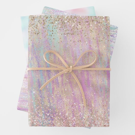 Unicorn Sparkle glitzy glitter goudregenboog Inpakpapier Vel (In situ)