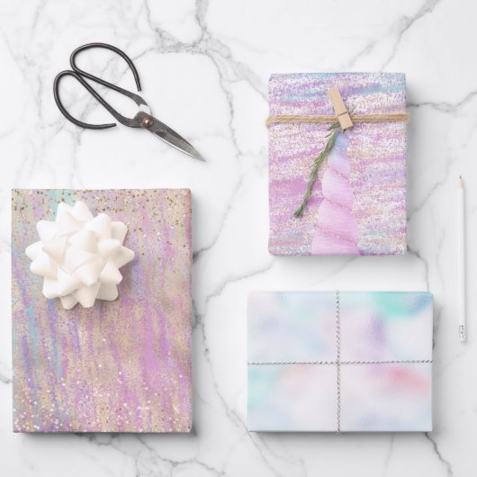 Unicorn Sparkle glitzy glitter goudregenboog Inpakpapier Vel (Voorkant)