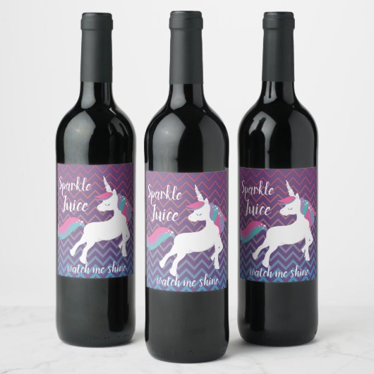 Unicorn Sparkle Juice Wijn Etiket (Flessen)