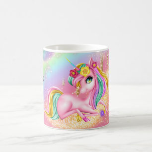 Unicorn sparkle meisjes roze DIY NAAM Koffiemok