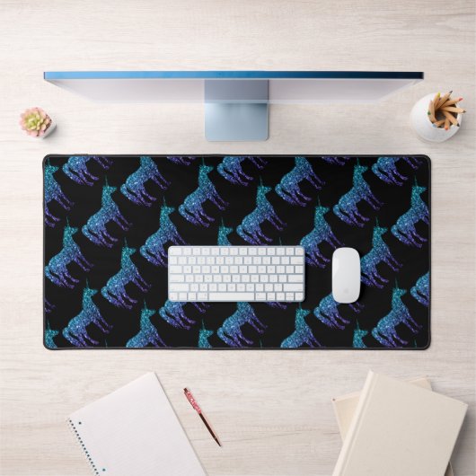 Unicorn Sparkles aqua bleu ombre noir (Bureau 1)