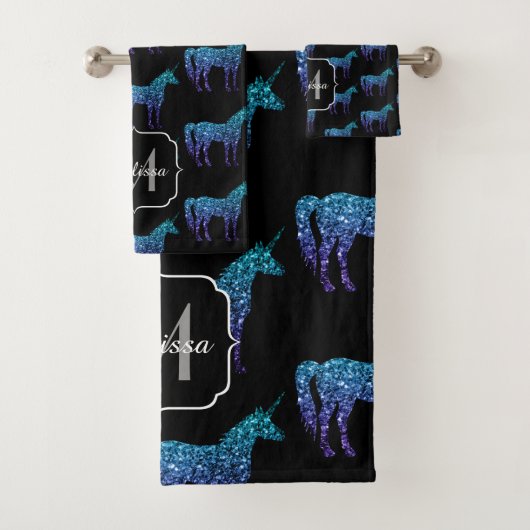 Unicorn Sparkles aqua blue ombre motif Monogramme (En situation)