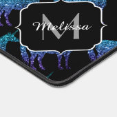 Unicorn Sparkles aqua blue ombre noir Monogramme (Coin)