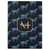 Unicorn Sparkles aqua blue ombre patroon Monogram Klembord (Achterkant)