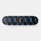 Unicorn Sparkles aqua blue ombre patroon Monogram Skateboard (Horizontaal)