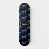 Unicorn Sparkles aqua blue ombre patroon Monogram Skateboard (Voorkant)
