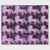 Unicorn Sparkly Glitter Pink Fairly Paars Sequin Cadeaupapier (Vlak)