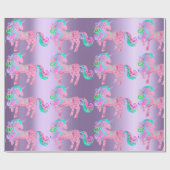Unicorn Sparkly Glitter Pink Fairly Rainbow Cadeaupapier (Vlak)