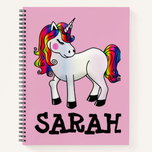 UNICORN SPIRAL NOM PERSONNALISÉ CARNET ROSE