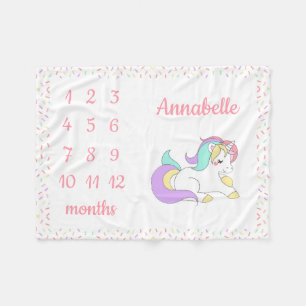 Unicorn Sprinkle Milestone Maandelijkse babymandje Fleece Deken