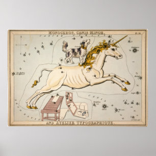  Unicorn Star Constellation Map Afdrukken Poster