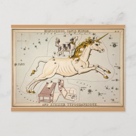  Unicorn Star Constellation Map Briefkaart (Voorkant)