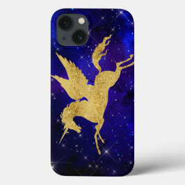 Unicorn Stardust Galaxy Constellation Blue Gold iPhone 13 Hoesje