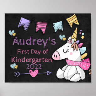 Unicorn & Stars Eerste dag van het schoolbord Poster