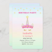 Unicorn & Stars over pasteelkleurendag Kaart (Voorkant / Achterkant)